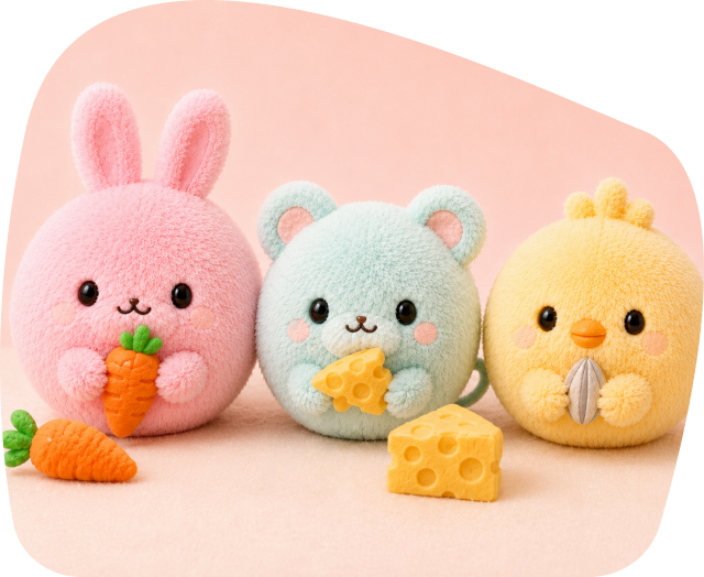 small animal sitting plush artwork
